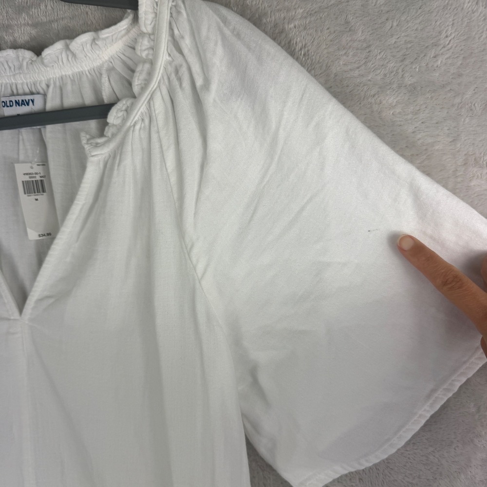 Old Navy Cotton Gauze white mini dress‎ Sz M oversized  vacation resort NEW - Picture 5 of 15